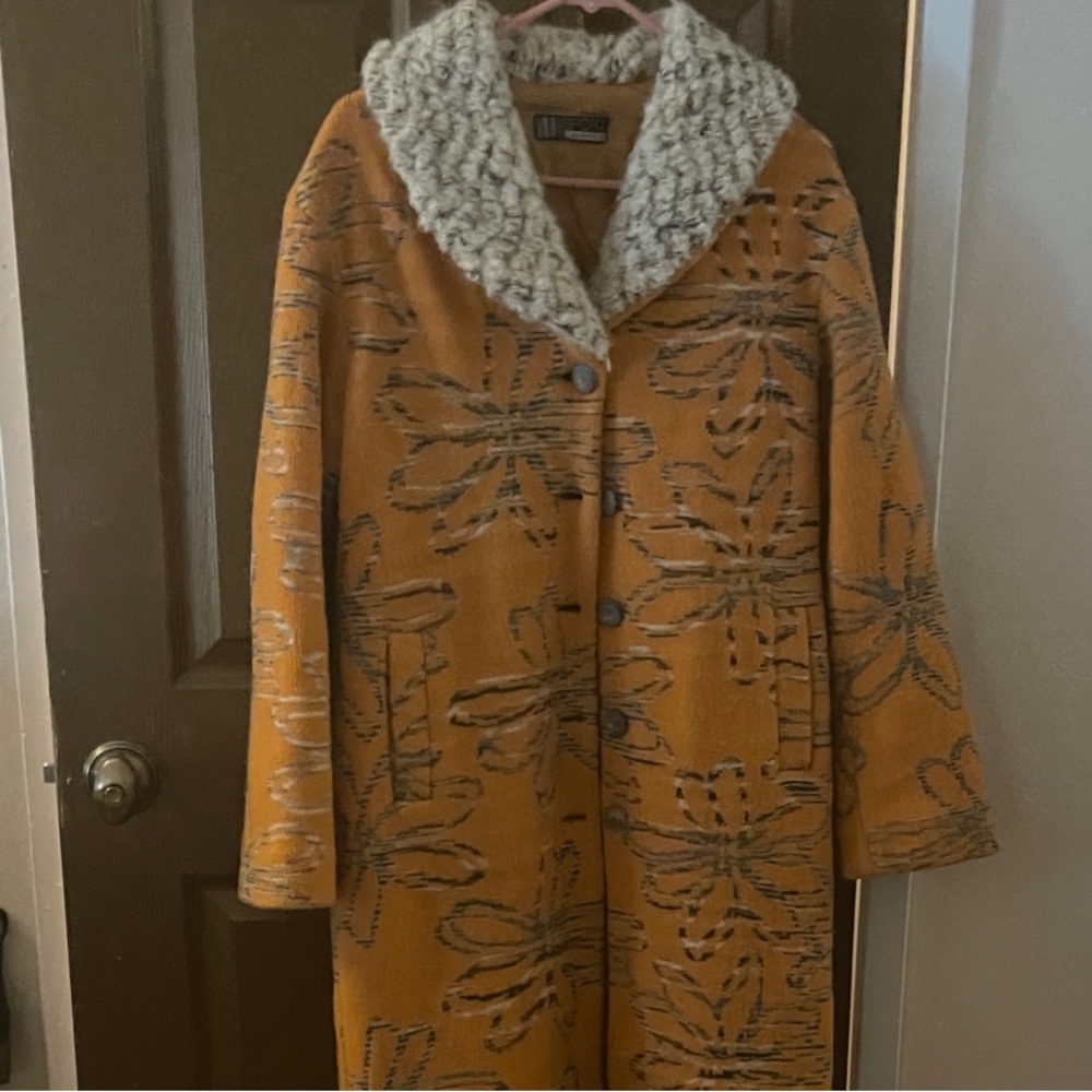 Missoni Mustard Floral Teddy Jacket with Cream Collar